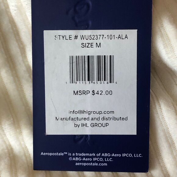 Aeropostale Lounge Women’s Mock Neck 1/4 Zip Crop Pullover Ivory Size Medium NWT - Picture 11 of 13